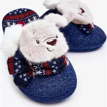 Dívčí tričko Dětské papuče se silnou podrážkou s medvídkem, tmavě modrá Dasca 31