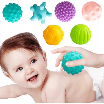 ostatní stavebnice SADA 6 ks MASÁŽNÍCH MÍČKŮ STAVEBNICE SENZORICKÉ PRO DĚTI 6m GUMOVÉ