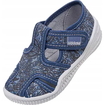 Chlapecké bačkory Viggami dětské papuče na suchý zip, modré, velikost 24