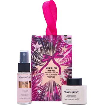 Přípravek na tvář REVOLUTION Mini Glow Heroes Sada pro líčení obličeje – fixační sprej + pudr