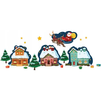 Vánoční dekorace ZIMNÍ OKENNÍ DEKORACE / NA VÝLOHU - ZIMNÍ DOMKY (oboustranné)