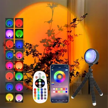 Lampička LED projektor lampička západ slunce 16 barev noční lampa dárek narozeniny