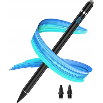 DOTYKOVÉ PERO PRO APPLE IPAD iOS AKTIVNÍ ČERNÝ TABLET TELEFON + 2 KONCOVKY