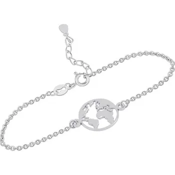 Náramek Minimalistický stříbrný náramek s mapou světa Earth