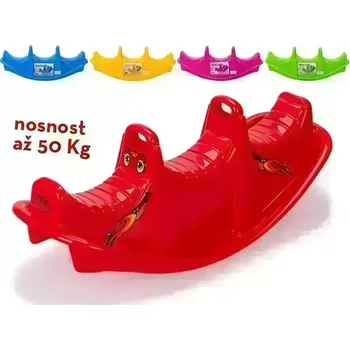 Dětská houpačka Mikro Trading Houpačka plastová 100x37x39 cm se samolepkami nosnost 50 kg 18 m+ červená