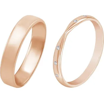 Prsten Snubní zlaté prsteny s eternity dámským a pánským komfortním prstenem Toskani