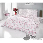 Vánoční flanelové povlečení 220x200+2x70x90 VLOČKY červenošedé