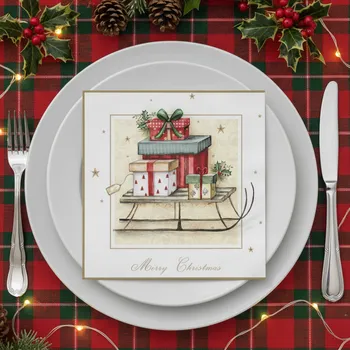 Papírový ubrousek Vánoční dekorativní papírový ubrousek MERRY CHRISTMAS 33x33 cm balení 20 ks Balení: 20 ubrousků