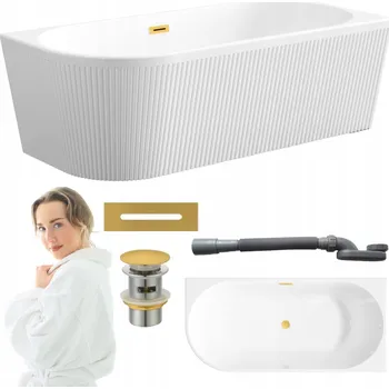 Vana Volně stojící akrylátová vana Invena Glamour, odtok uprostřed, 170 x 80 cm