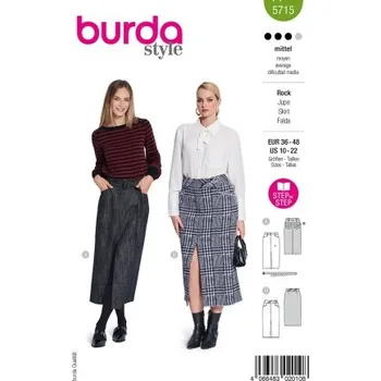 Volný čas Střih Burda 5715 na dámskou sukni ve dvojím provedení -