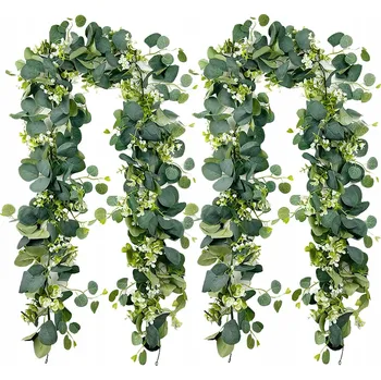 Obraz 2ks umělých rostlin, eukalyptové girlandy plastové voděodolné, zelené 180 cm