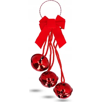 Vánoční dekorace Vánoční zvonečky dekorace na dveře červené kovové 41 cm