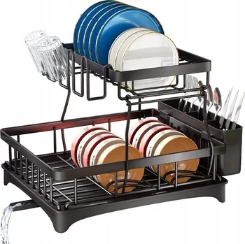 Odkapávač na nádobí SUSZARKA OCIEKACZ DVOUÚROVŇOVÝ SUŠÁK NA NÁDOBÍ TALÍŘE PŘÍBORY 44CM X 31CM X 33CM