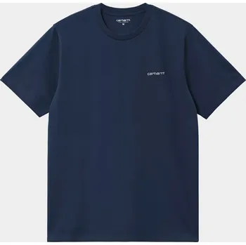 Pánské tričko Carhartt WIP Script Embroidery (jupiter/white) XXL, námořnická modrá