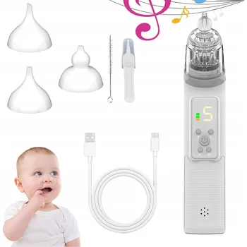 Odsávačka hlenu ELEKTRICKÁ ODSÁVAČKA HLENŮ Z NOSU NABÍJECÍ S 5 ÚROVNĚMI SÁNÍ, HUDBOU A LED