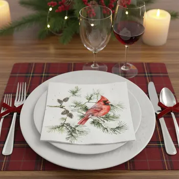 Papírový ubrousek Vánoční dekorativní papírový ubrousek KARDINÁL 33x33 cm balení 20 ks Balení: 20 ubrousků