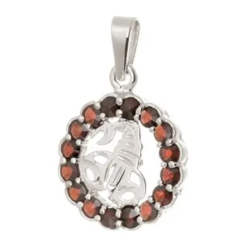 Přívěsek Stříbrný přívěšek znamení štír s granáty STRZ1215STIF + dárek zdarma