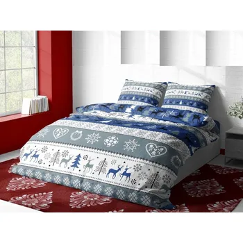 Prostěradlo Flanelové povlečení Blue Christmas 140x200, 70x90 cm