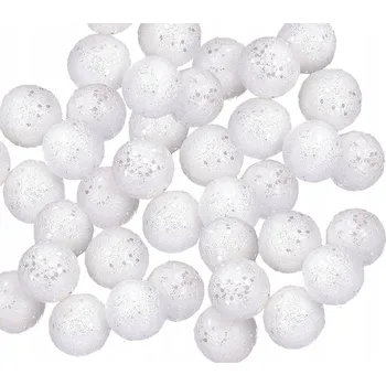 Vánoční dekorace Dekorační kuličky 50 kusů Bílé polystyrenové kuličky 2 cm, lehké, sada 50 ks (T50)