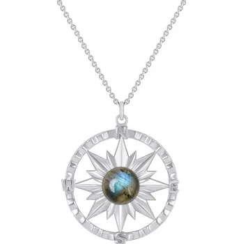 Přívěsek Zlatý přívěsek kompas s cabochon labradoritem Pinto