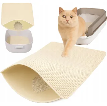 Toaleta pro kočku PODLOŽKA POD ZÁCHOD PRO KOČKY NA STELIVO DVOUVRSTVÁ PODLOŽKA BÉŽOVÁ 60x90 cm