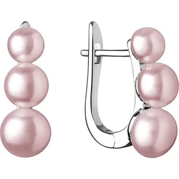 Náušnice Stříbrné visací náušnice se třemi levandulovými perlami Arielle