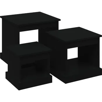 Konferenční stolek Konferenční stolky Trio - černé, dřevěné, 48x45x45 cm, 40x37x37 cm, 32x