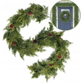 umělá květina VÁNOČNÍ GIRLANDA JEDLE 180 CM 7 ŠIŠEK UMĚLÁ REALISTICKÁ DEKORACE