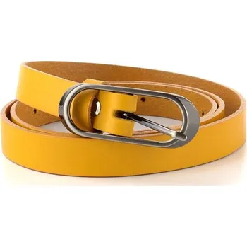 Opasek Dámský kožený opasek žlutý se sponou v šedé barvě 175-32 - 80 | P699823