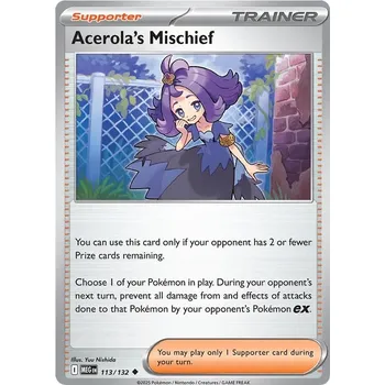 Karetní hra Acerola's Mischief 113/132 - Mega Evolution Typ karty: Non-Holo