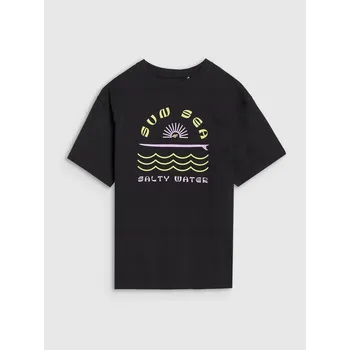 Dívčí tričko 4F dětské tričko černé bavlna velikost 134