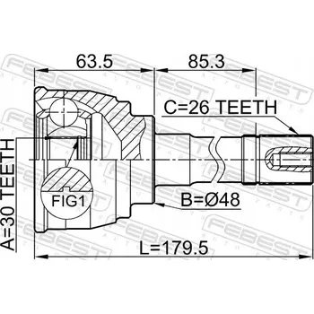 Poloosa kola Sada kloubů, hnací hřídel Febest 0710-034