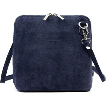 Tmavěmodrá malá kožená - semišová - crossbody kabelka no. 03