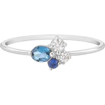 Prsten Zlatý cluster prsten s topazem, safírem a moissanity Avah