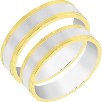 Prsten Ploché dvoubarevné snubní prsteny ze zlata Mayne