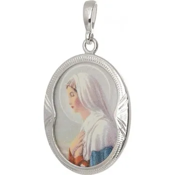 Přívěsek Stříbrný smaltovaný přívěšek medailonek Panna Marie STRZ1517F