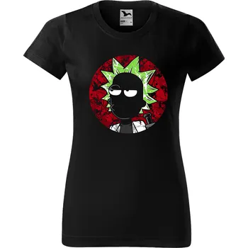 Dámské tričko levne-damske-bavlnene-tricko-potisk-Rick-Morty Velikost dámská trička Basic: XXL šířka 59, délka 69, Odstín dámské tričko Basic: Černé