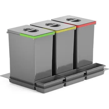 Odpadkový koš PRACTIKO sorter 800 3x20l, výška 400mm