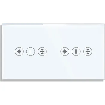 vypínač SKLENĚNÝ PANEL PRO DOTYKOVÉ MODULY RÁMEČEK DVOJITÝ 2x ROLETY ŽALUZIE BÍLÝ