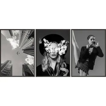 Obraz Postery + RÁMY 3x 24x33 město žena baletka