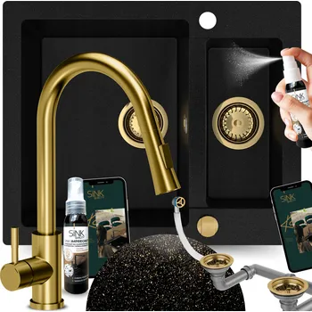 Granitový dřez Dřez jednopůlkový Sink Quality FERRUM5KBO granitový zlatý