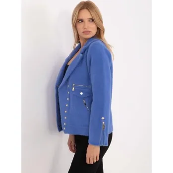 Tmavě modrá bunda z alpaky se zipy