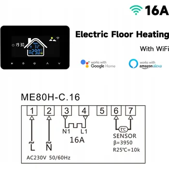 POKOJOVÝ TERMOSTAT WIFI TUYA 16A LCD programovatelný