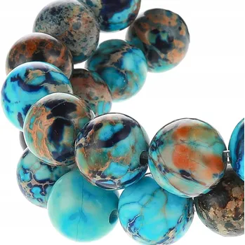 Dětské navlékací korálky Korálky přírodní jaspis císařský, hladká kulička 8mm, šňůra modrá, 45ks