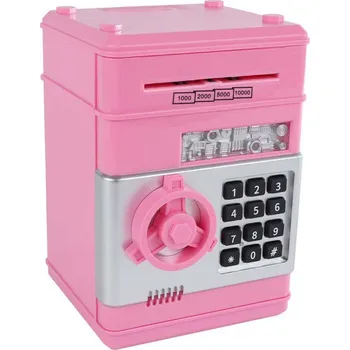 Pokladnička Mikro Trading Trezor s odemykáním na kód 19,5 cm růžový