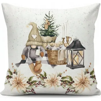 Povlak na dekorativní polštářek Forbyt Vánoční povlak Skřítek s lucernou CYH6060C 40x40 cm