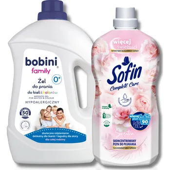 Prací prostředek BOBINI Family Gel na Praní 2,5L + tekutá aviváž Sensitive 1,8L