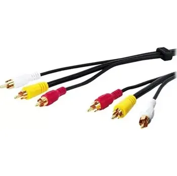 Audio kabel MicroConnect Stereo kabel 3x RCA (M) - 3x RCA (M) 10m černá (AVDD10G)