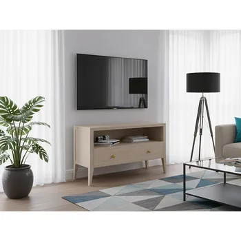 Televizní stolek Bukový TV stolek ROMA KT3 přírodní Provedení: úchyty - zlaté