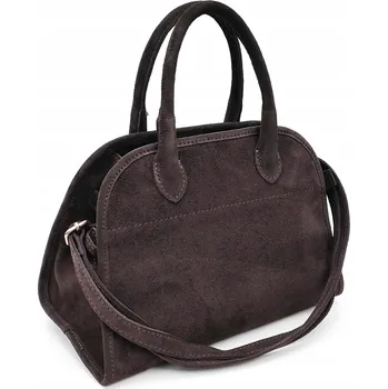 Kabelka Vera Pelle kabelka, typ kufřík, pravá přírodní semišová kůže, hnědá